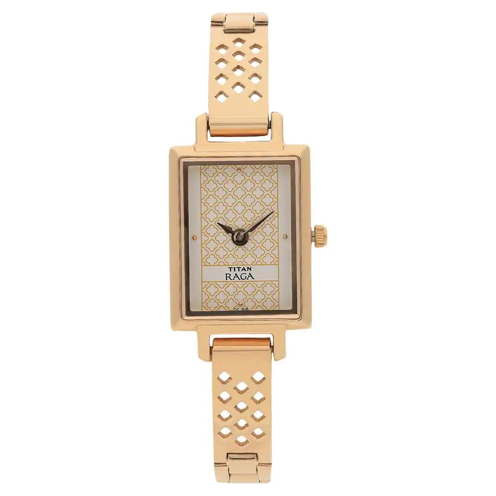 White Dial Rose Gold Stainless Steel Strap Watch